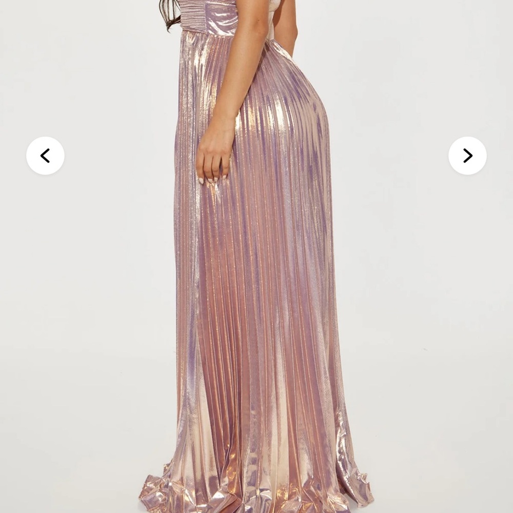 Fashion Nova Shimmering Rose Gold Maxi Dress - Picture 2 of 8